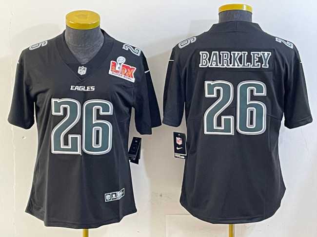 Women's Philadelphia Eagles #26 Saquon Barkley Black 2025 Super Bowl LIX Patch Fashion Vapor Untouchable Limited Stitched Jersey Dzhi,We sell and wholesale Women's Philadelphia Eagles #26 Saquon Barkley Black 2025 Super Bowl LIX Patch Fashion Vapor Untouchable Limited Stitched Jersey Dzhi on line form chian!